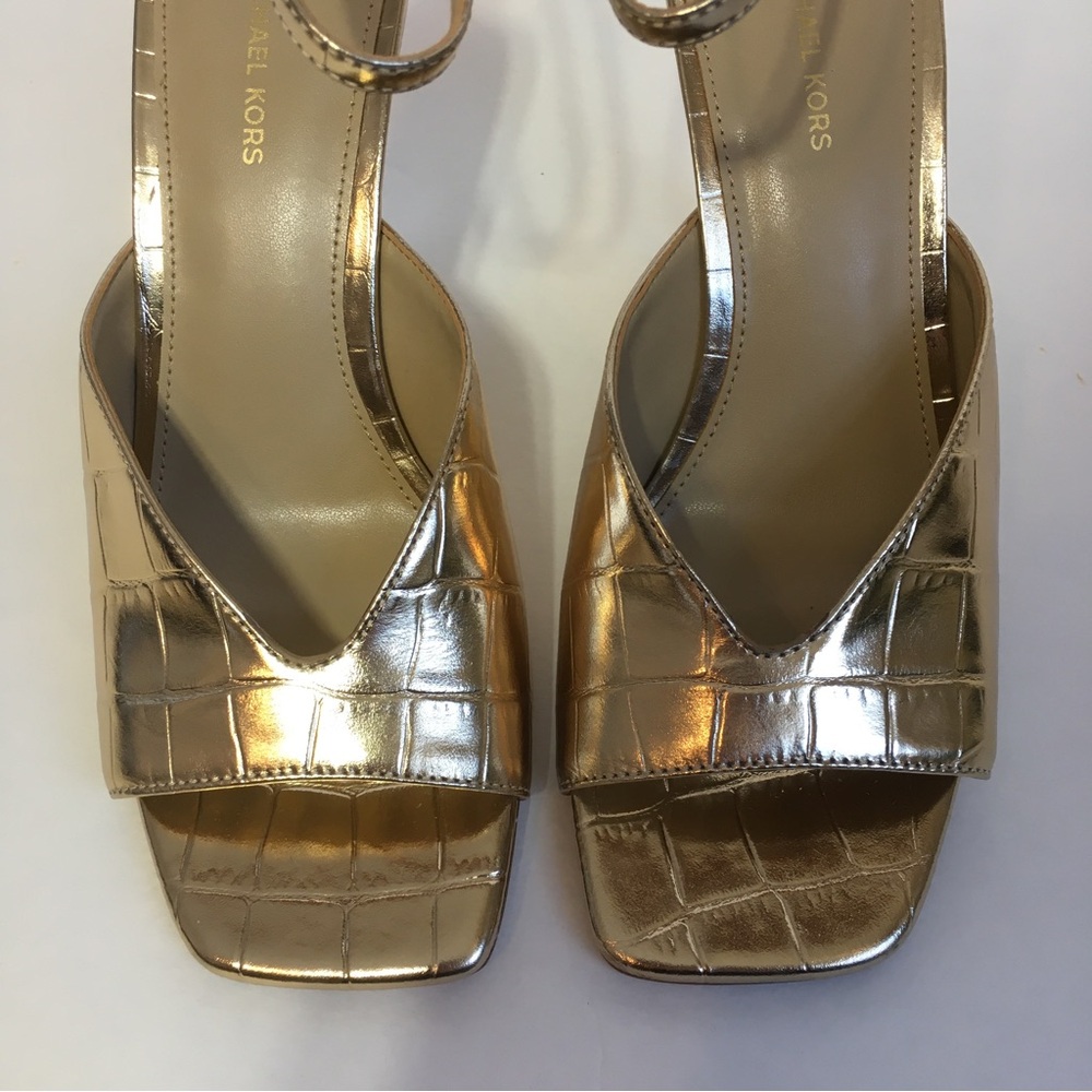 Michael Kors Gold Electra Sandal Heels, Women's 5.5, NWOT - Picture 9 of 16